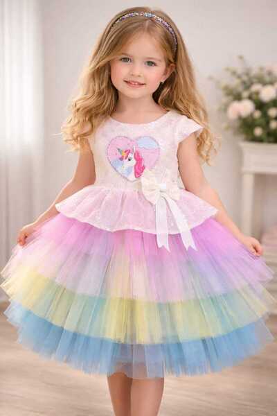 DAFİTO KİDS Момичешка парти рокля с пайети и каска