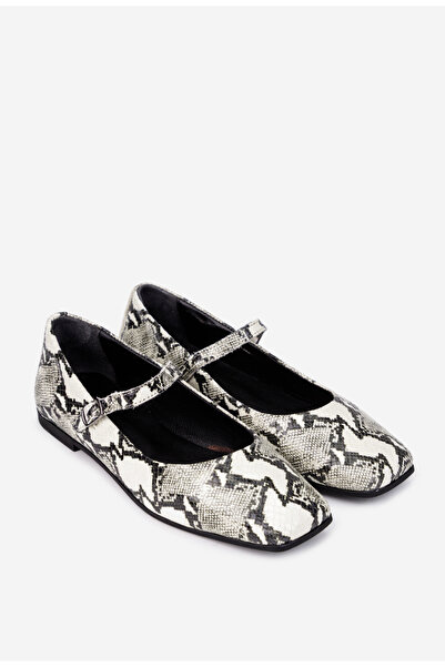 Dasha NUR women's Ballet Flats made of light beige patent Leather with Printe...