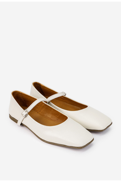 Dasha Women's NUR Ballet Flats made of light beige Leather with square toe