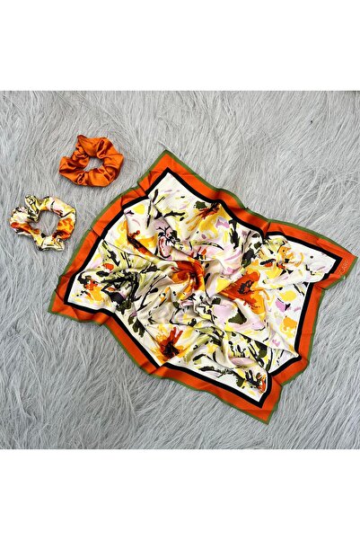 tarzınısec Set de eșarfă și cataramă tip bagel din șifon și satin, cu imprime...