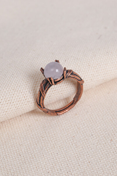 Süspüs Accessories White Quartz Stone Claw Adjustable Copper Ring