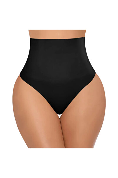 Mad Diva High Waist Shapewear Thong Panties, Black