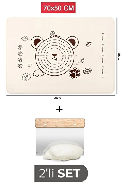 ZUZU MADE XXL Boy Krem Rengi Silikon Hamur Açma Matı 50x70 Cm Yıkanabilir ve ...