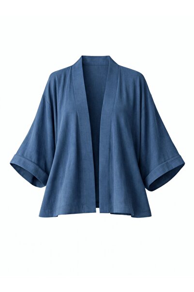 Retrobird Бохо мини кимоно дизайн за жени, синьо