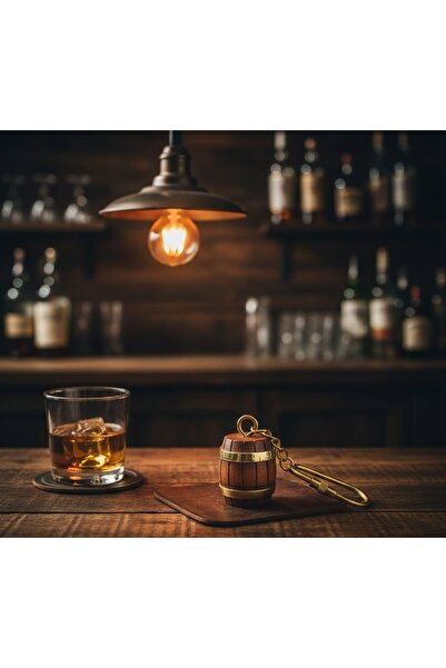 Kuzey Tacı Sailor Themed Wooden and Brass Miniature Barrel Keychain - Nostalg...