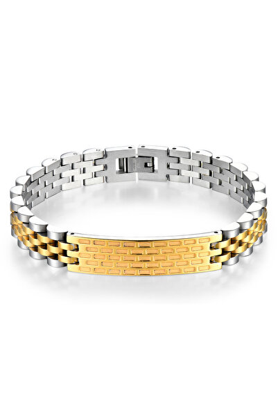 Tessero Men's Premium Stainless Steel Bracelet, Brick Design Texture, Elegant...