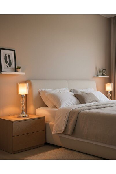 Çabuk Elektrik Modern Kristal Küre Detaylı Amber Cam Abajur