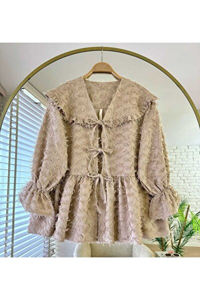 MODA VEDAT Women's Feather Detailed Front Tie Kimono -450