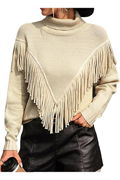 OEM Long sleeve loose knit top, women's sweater, Cream XL