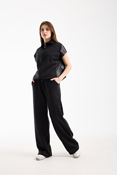 winmoda Modal Oversize Tracksuit Set with Stand-Up Collar, Full Zipper, Side ...