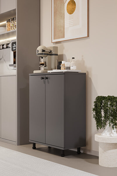 AWOX Miora Modern Çok Amaçlı Ayaklı Dolap 2 Kapaklı Raflı Mutfak Banyo Balkon...