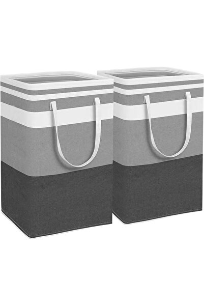 OEM 2x75 L foldable laundry baskets, black with grey, 60 x 40 x 30 cm