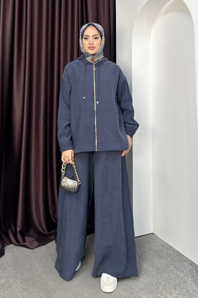 Mogi Butik Tnsel Fabric Hooded Zippered Oversize Hijab Set 3178 – Form Series