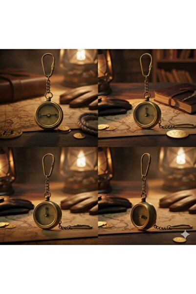 Kuzey Tacı Nostalgic Sailor Design: Genuine Brass Body Functional Compass Key...