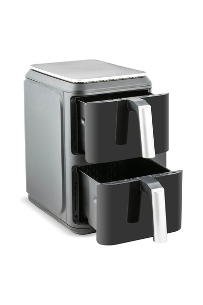 Zass Friteuză cu aer cald dublă ZAF 16, 2 coșuri 5,2L+5,2L, 2300W, control digital, 6 programe, Negru