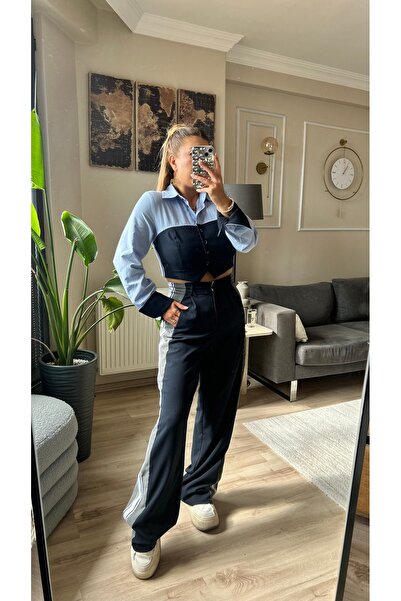 Quzu marka yandan şeritli kolej pantolon