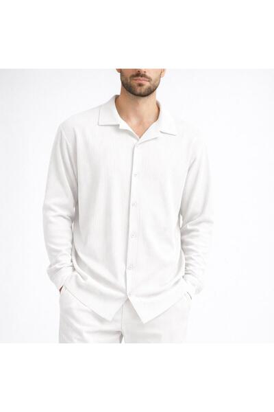 WENMİNG Men's Corduroy Ottoman Shirt Summer Long Sleeve