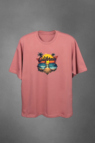 California ST تي شيرت كبير الحجم مطبوع عليه كاليفورنيا 100% قطن للجنسين