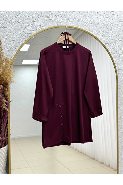 MİHRA STORE Tunica Altinay cu mâneci și șase nasturi cusute - ZN2147 Roșu Claret