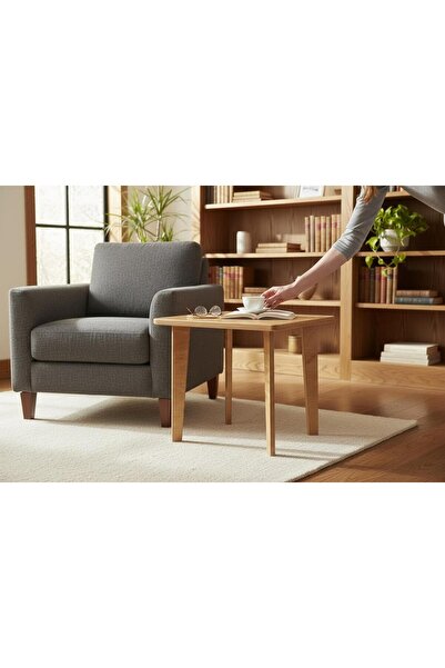 AZM DESİGN Ahşap Koltuk Yanı Sehpa | Minimal Modern Tasarım | Salon ve Oturma...