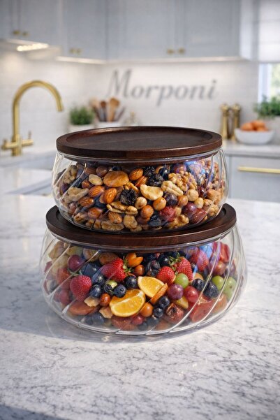 Qerhome 2-Piece Borosilicate Glass Luxury Bowl with Acacia Lid - Presentation...