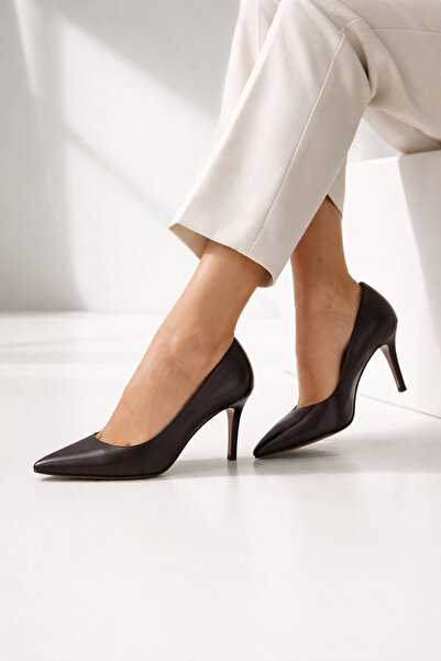 Arzillo Marilia Genuine Brown Leather Pointed Toe Thin Heeled Stiletto Women'...