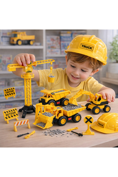 OEM Construction Vehicle Set with Accessories and Protective Helmet, Tower an...