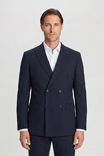 Sabri Özel قميص جيوتيلي للرجال باللون الأزرق الداكن ذو تصميم مريح وياقة مسطحة...