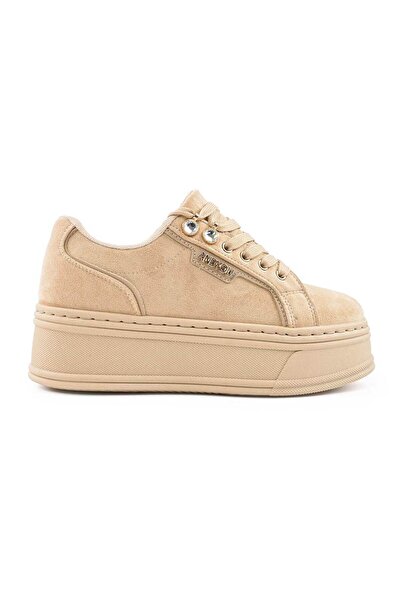 Tmall women's sports shoes,-Leather, Platform, D1471, Beige
