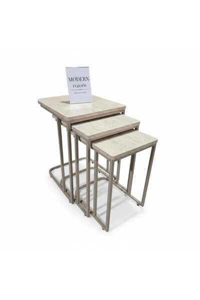 ModernEvveOfis C Tekerlekli Zigon Sehpa - Cappuccino Kare Profil