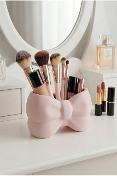 craftopya Pink Bow Design Makeup Brush Holder, Pen Holder, and Desktop Organizer