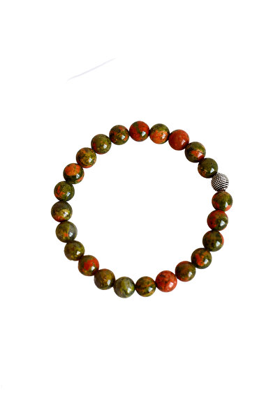 taru pasaj Unakite Natural Stone Bracelet – 8mm Sphere Cut – Elastic – Healin...