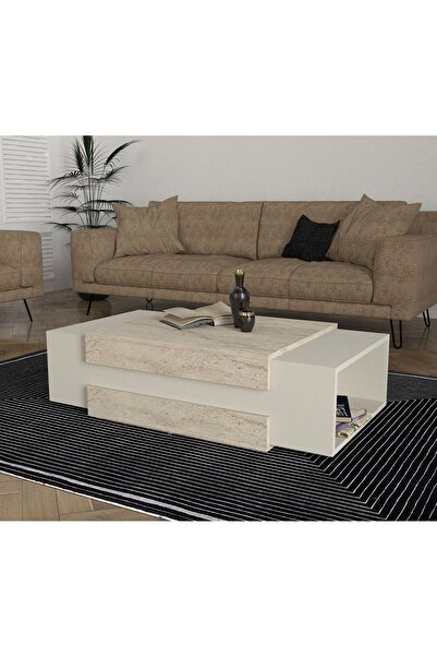 UnicUtil Masa de cafea, Stone Line, UnicUtil, 110 x 57 x 31 cm, Crem, UUMC31