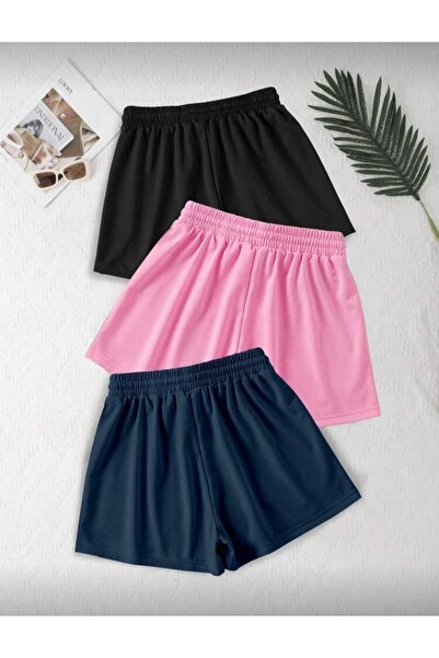 DEZZİİ 3-Pack Navy Blue Pink Black Shorts