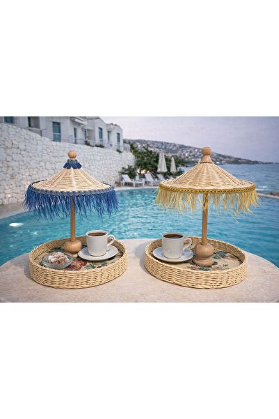 Rosina İkili Rattan Bali Şemsiyesi Kaliteli Modern Dizayn 45 Cm Hasır Rattan ...