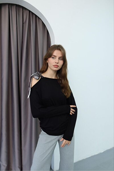 LİFERA Shoulder Scarf Bat Sleeve Blouse