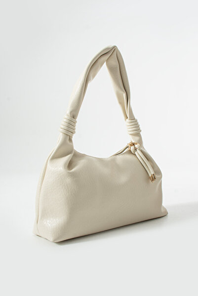 LUNABLU Чорна жіноча сумка з білими ручками та плечовою ремінцем