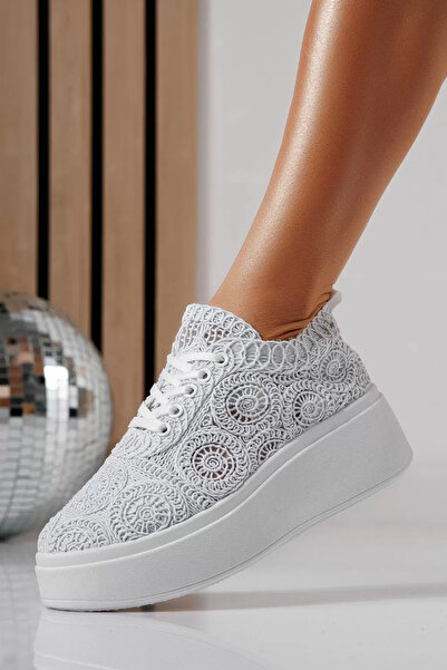 Zaira Γυναικεία λευκά υφασμάτινα Αθλητικό παπούτσι Loretta #24491 - 40