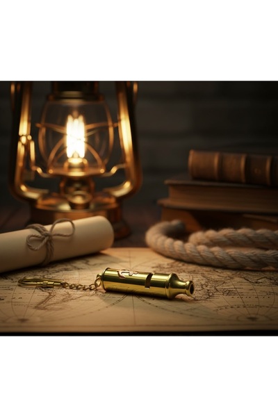 Kuzey Tacı Sailor Series Genuine Brass Anchor Figured Functional Whistle Keyc...