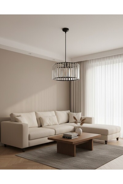 Çabuk Elektrik Modern Siyah Füme Cam Silindir Sarkıt Avize