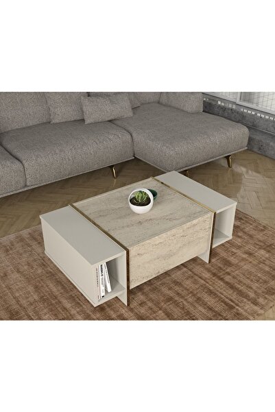 UnicUtil Masa de cafea, Cubic Charm, UnicUtil, 103,8 x 60 x 37,3 cm, Crem, UU...