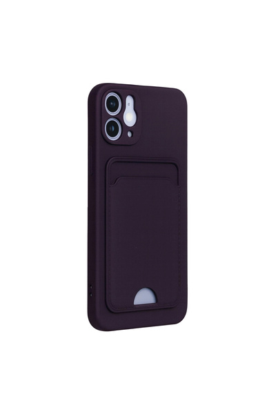 eco port حافظة آيفون 12 كلفن سيليكون مع بطاقة عمل - بنفسجي غامق