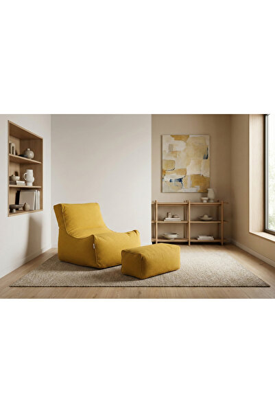 PATARA HOME New 2'Li Velvet Lüx Puf & Uzanma Koltuğu & Berjer