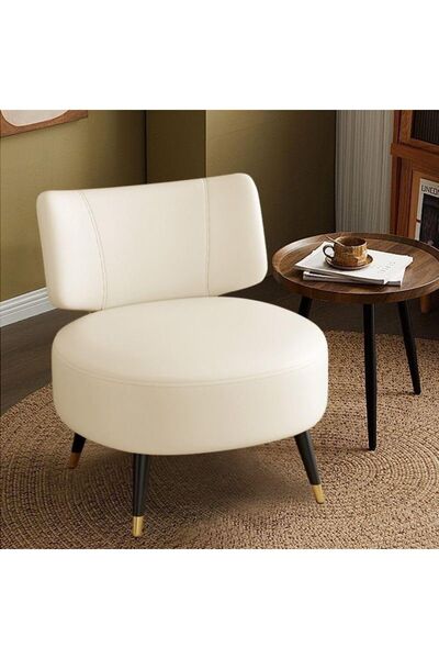 AWD Single Chair, Upholstered Leather Accent Chair, Modern Armless Wide Seat ...