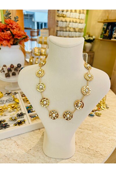 MAİSON LİORA TAKI Maison Liora Çelik Gold İnci Detaylı Kolye