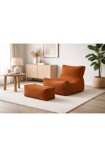 PATARA HOME New 2'Li Velvet Lüx Puf & Uzanma Koltuğu & Berjer