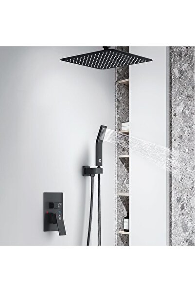 Vivendo Set Dus Incrustat Vivendo®, Para Patrata 25cm, 2 Functii Curgere Apa,...