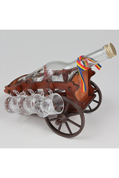 LimArt Cart with bottle and 6 glasses of brandy - Romania 1x500 ml,6x25 ml - ...