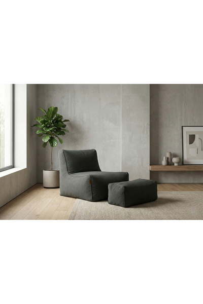 PATARA HOME New 2'Li Velvet Lüx Puf & Uzanma Koltuğu & Berjer