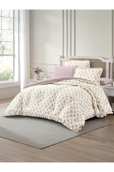 Doona 6-Pc King Comforter Set 260x240 cm, 360 GSM Poly Silk, Reversible Print...